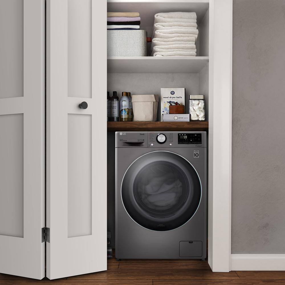 LG 24 in. W 2.4 cu. ft. All-in-One Compact Smart Front Load Washer  Ventless Dryer Combo with Steam in Graphite Steel WM3555HVA