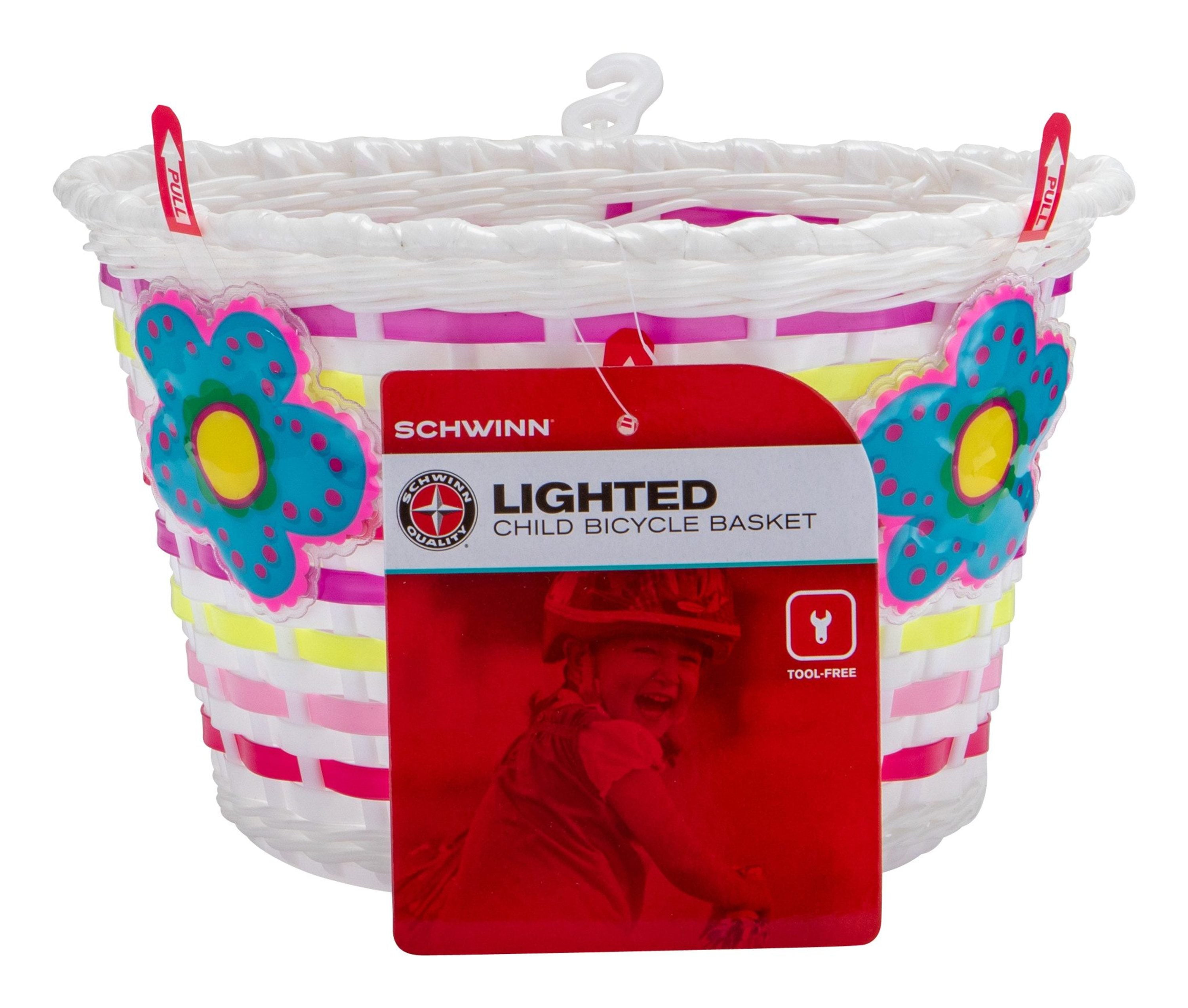 Schwinn Kid's Bicycle Basket with LED Flowers， Pink