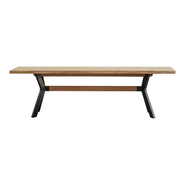 Aurelle Home Natural Modern Oak and Steel Bench - 63