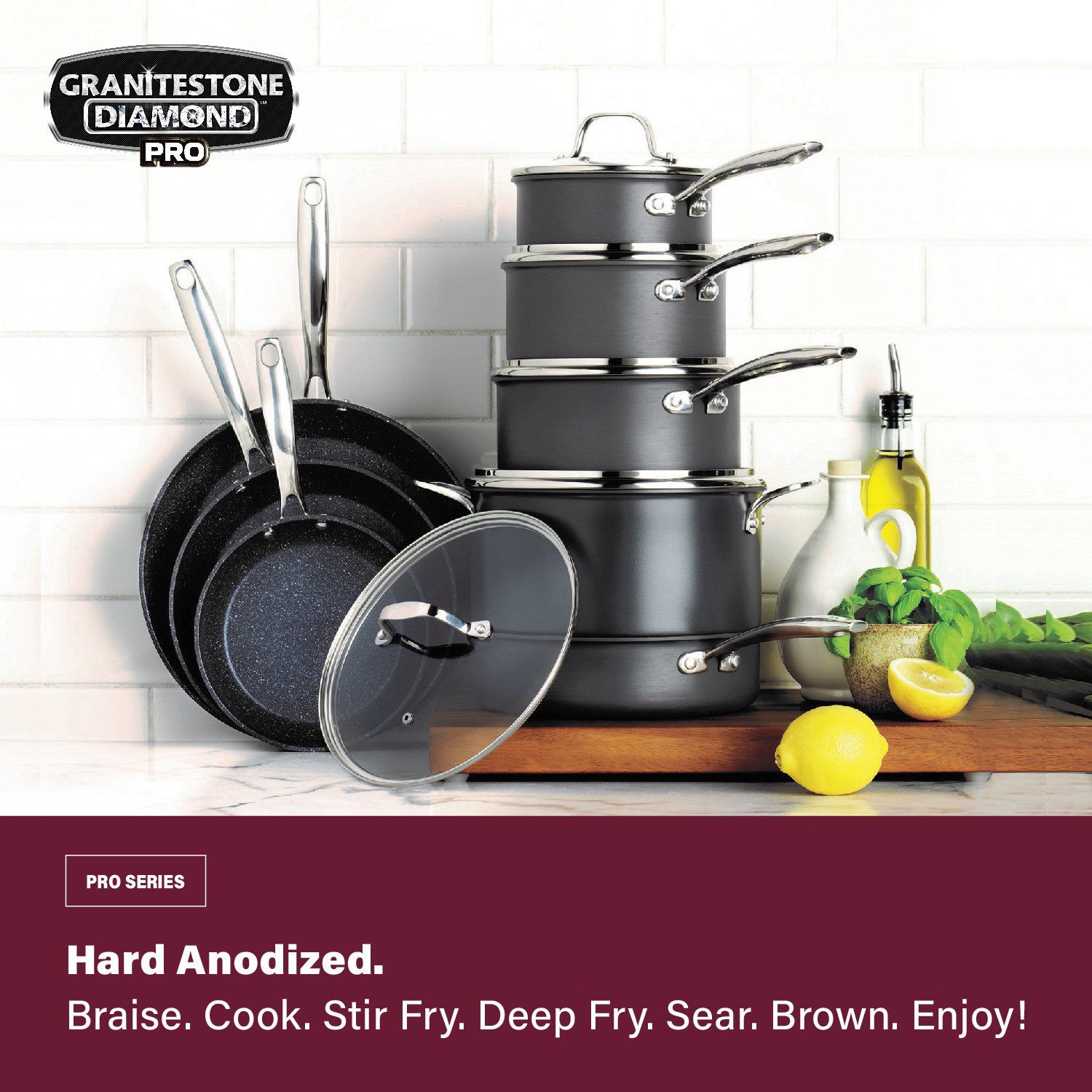 Granite Stone Diamond Professional 13-pc. Hard-Anodized Ultimate Nonstick Premium Cookware Set