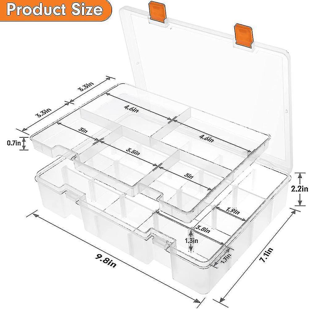 2-layer Plastic Storage Box With Adjustable Partitions，23 Grid，white