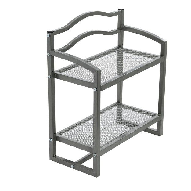 Household Essentials 2 Tier Metal Wall Mount Bathroom Storage Rack Silver