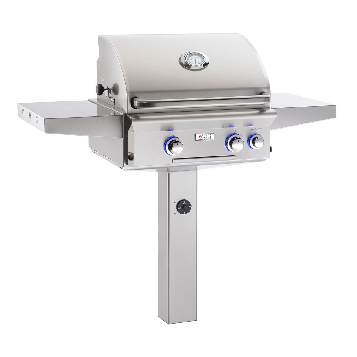 American Outdoor Grill L-Series 24-Inch 2-Burner Propane Gas Grill On In-Ground Post With Rotisserie