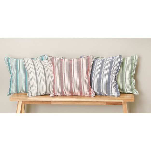 Herringbone Striped Recycled Cotton Square Throw Pillow Cover Design Imports