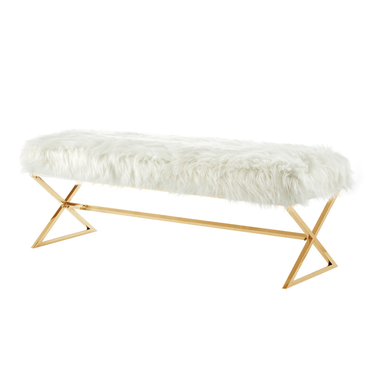 Inspired Home Nicole Faux Fur Backless Bedroom Bench