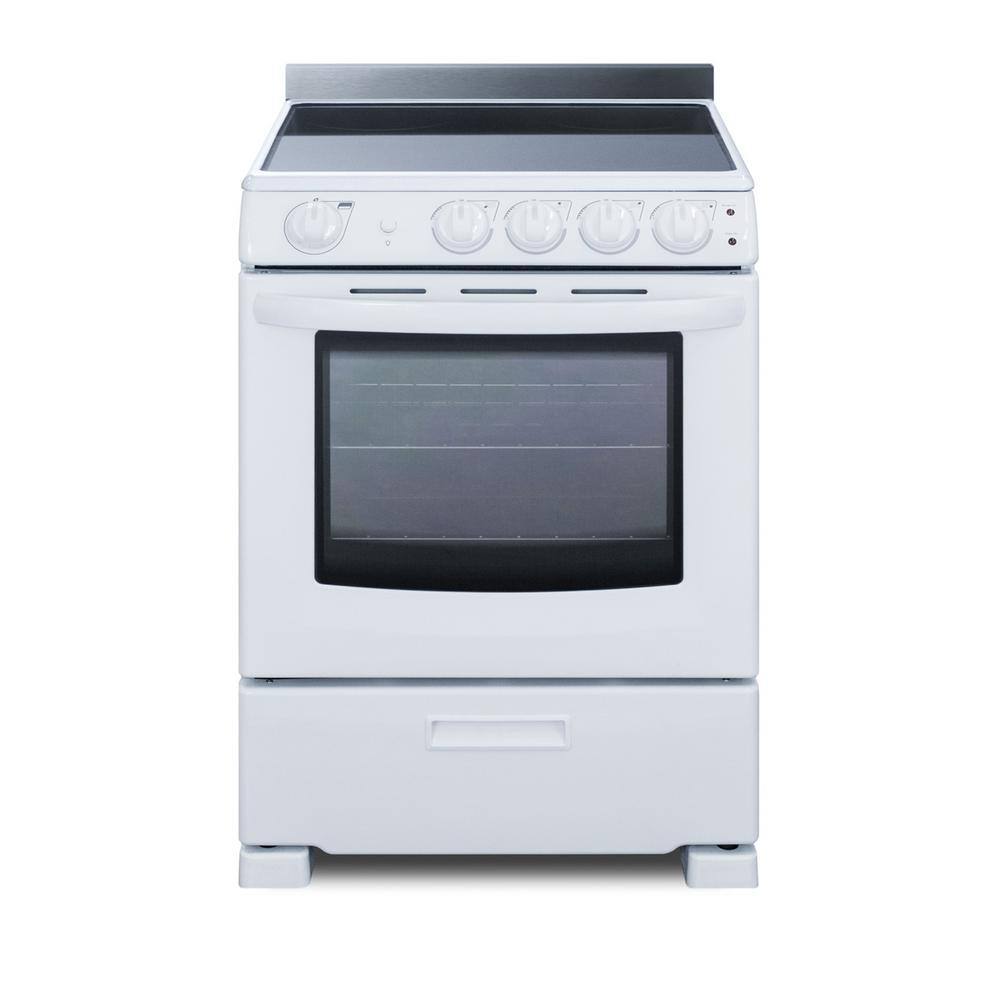 Summit Appliance 24 in. 2.9 cu. ft. Slide-In Electric Range in White REX2421WRT1