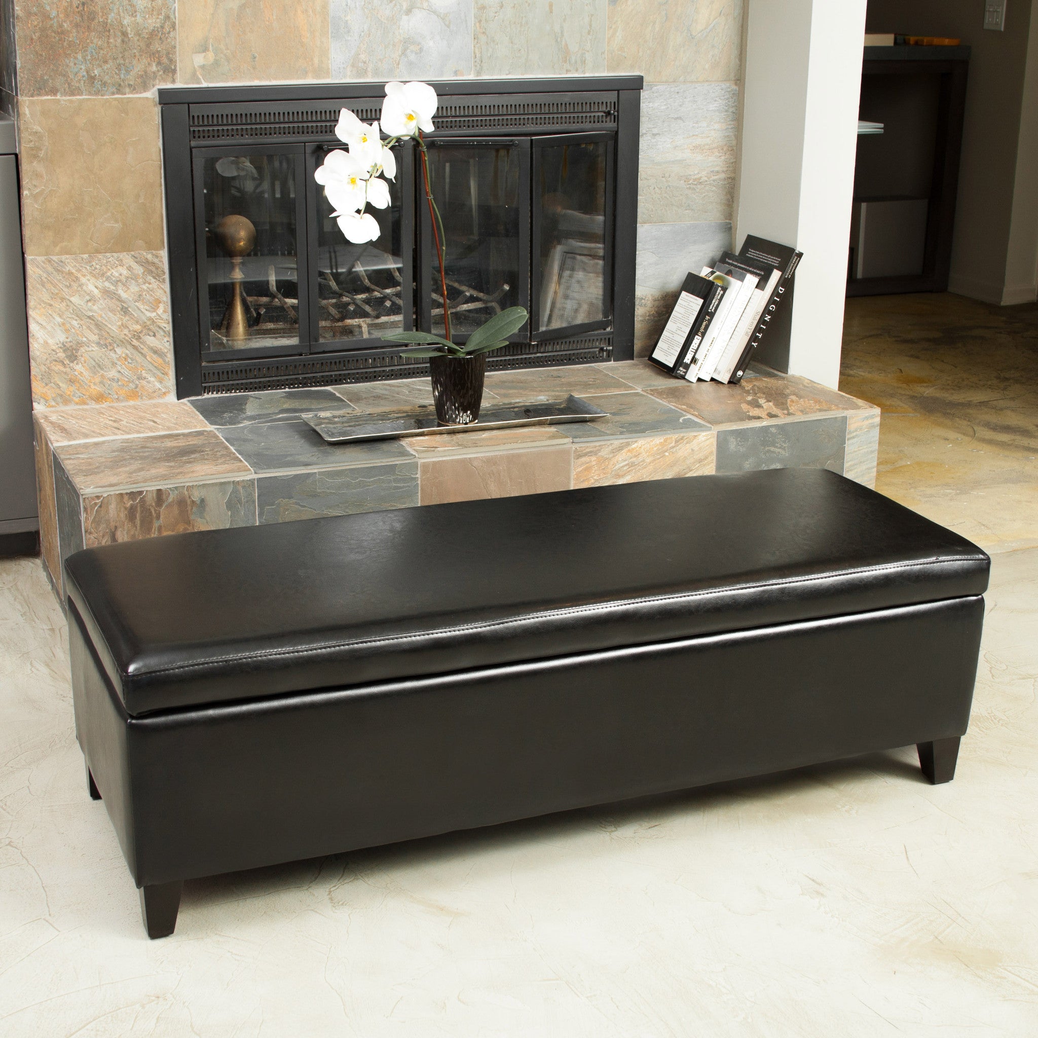 Stratford Leather Storage Ottoman Bench