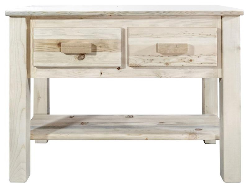 Montana Woodworks Homestead Wood Console Table with 2 Drawers in Natural   Rustic   Console Tables   by Homesquare  Houzz