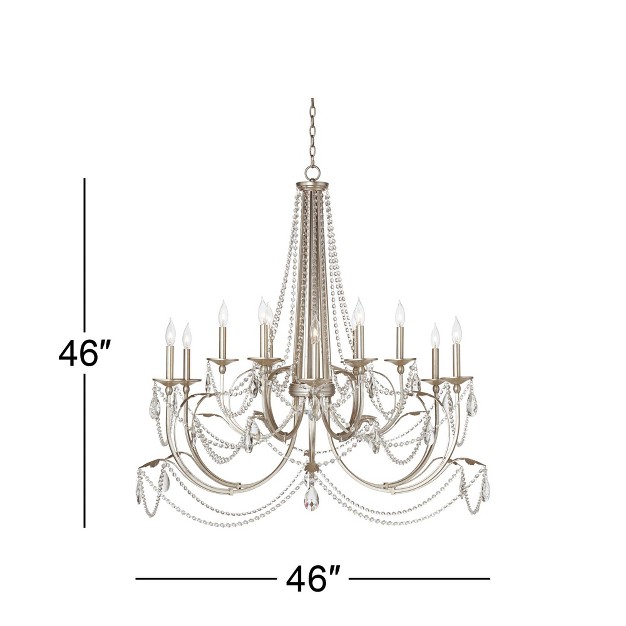 Wide French Beaded Crystal 12 light Fixture For Dining Room House Foyer Kitchen Island Entryway Bedroom