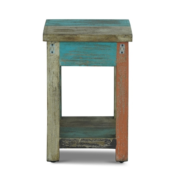 Meader Mango Wood Handmade Distressed Large Side Table by Christopher Knight Home