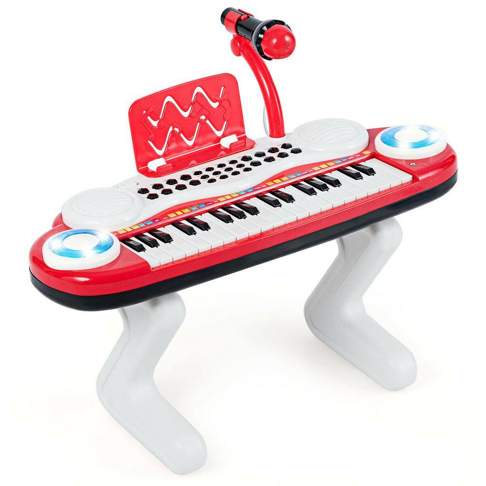 Gymax Z-Shaped Kids Toy Keyboard 37-Key Electronic Piano Red GYM03938