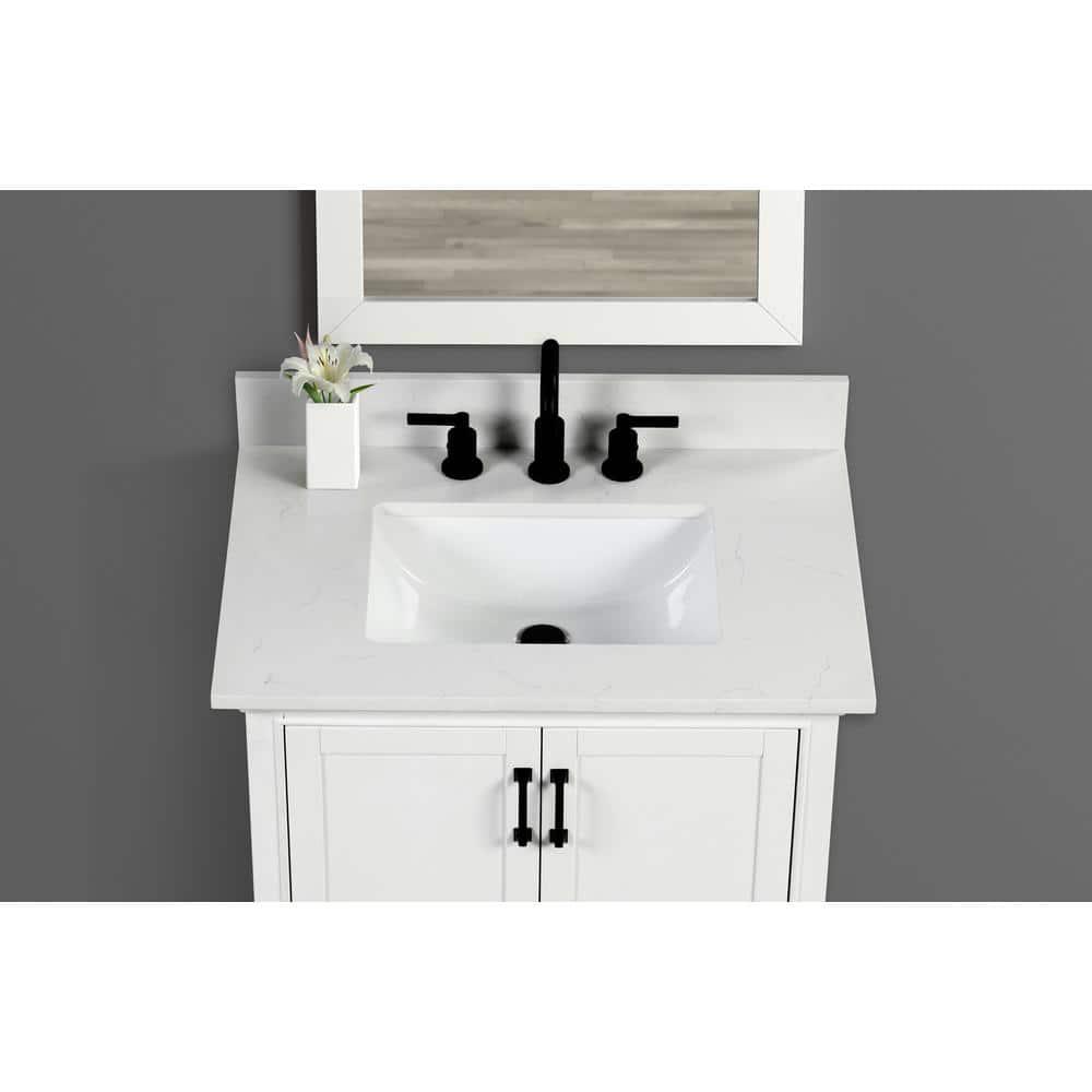 Home Decorators Collection 31 in W x 22 in D x 075 in H Quartz Vanity Top in Carrara White with White Basin