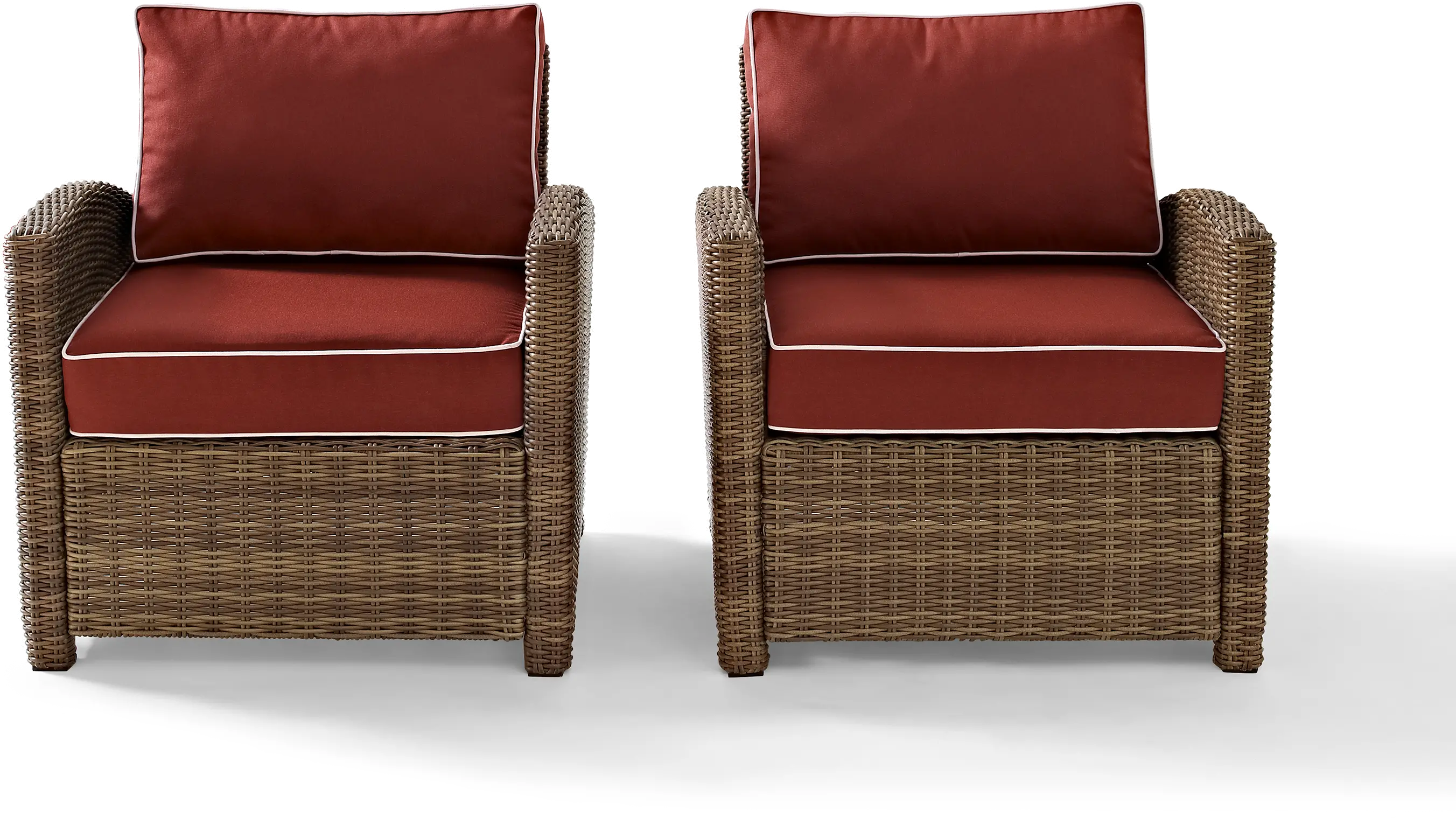 Bradenton Sangria and Wicker Patio Armchairs， Set of 2