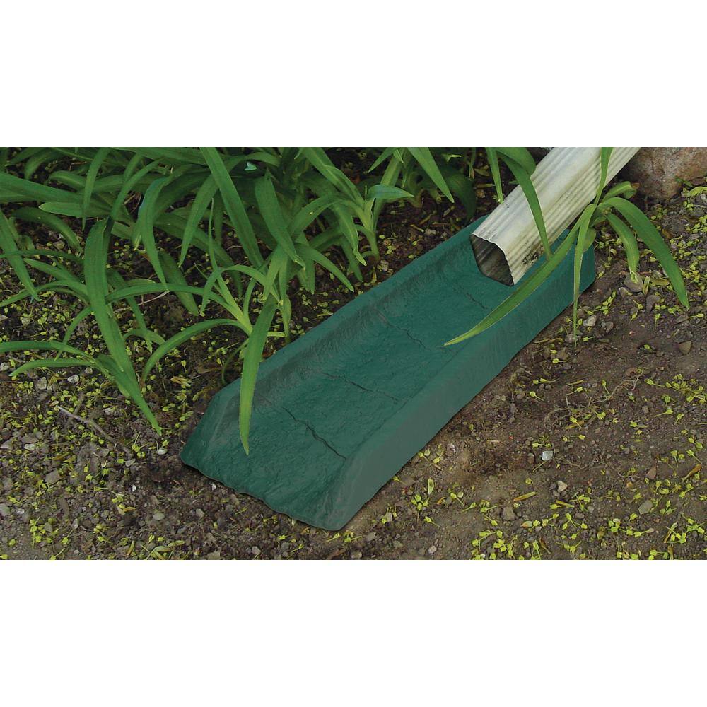 Emsco 24 in. Hunter Green Natural Stone Textured Decorative Downspout Rain Splash Block 2104-1