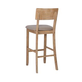 Linon Home Decor Rodman Greywash Barstool with Padded Grey Linen Cotton Seat 017102GWSH01U