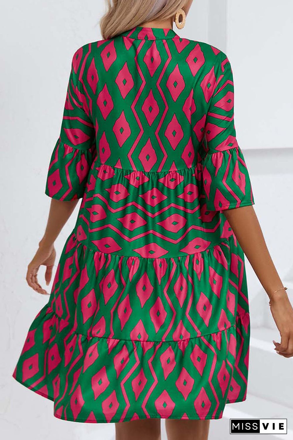 Loose Fit Half Sleeves Printing Dress