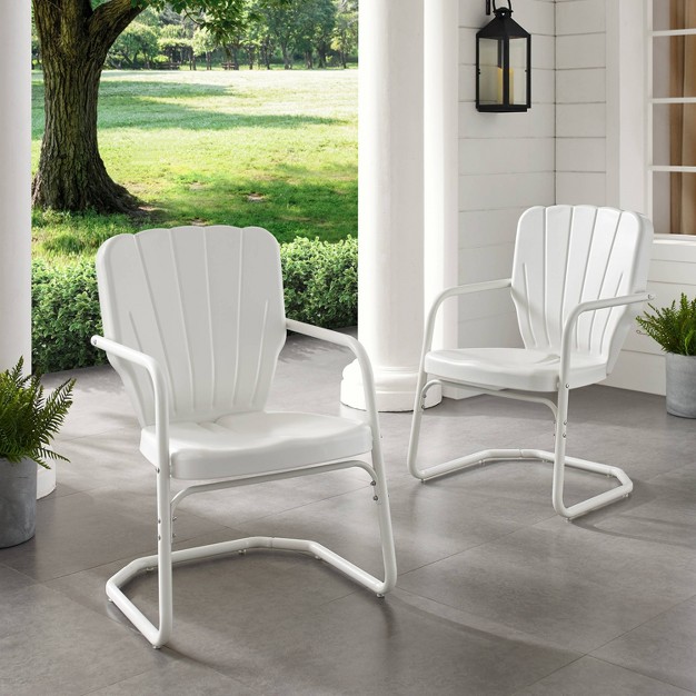 Ridgeland 2pk Outdoor Chairs White Crosley