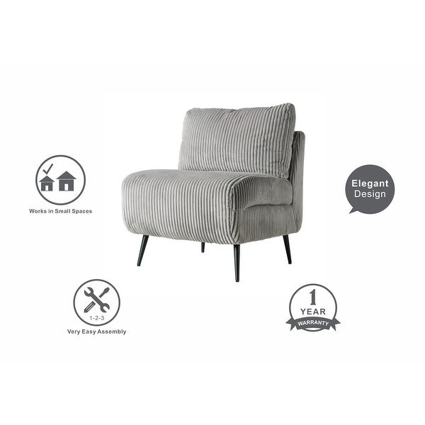 Nora by Ovis Fog Gray Armless Corduroy Accent Chair