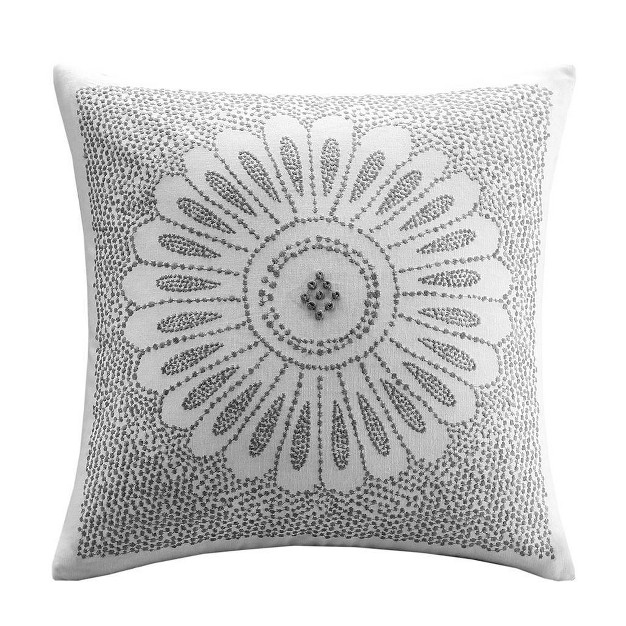 Oversize Sofia Cotton Square Throw Pillow Gray Ink ivy