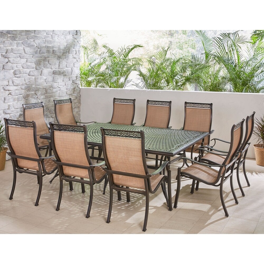 Hanover Manor 11 Piece Dining Set with 10 Sling Chairs and an Extra Large 60\