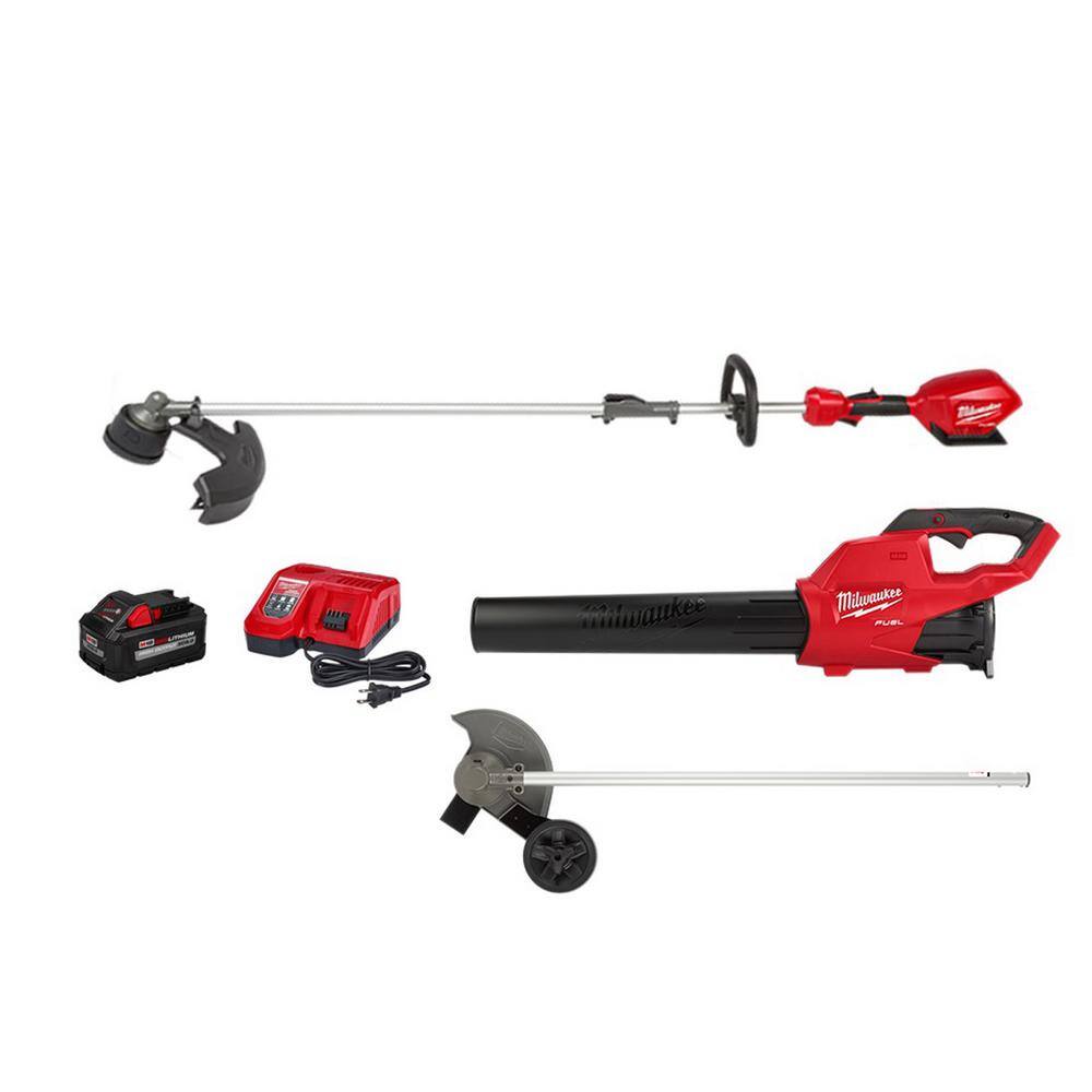 MW M18 FUEL 18-Volt Lithium-Ion Brushless Cordless QUIK-LOK String TrimmerBlower Combo Kit with Edger Attachment(3-Tool) 3000-21-49-16-2718