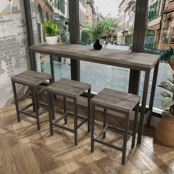 4 piece Dining Table Set with 3 Stools