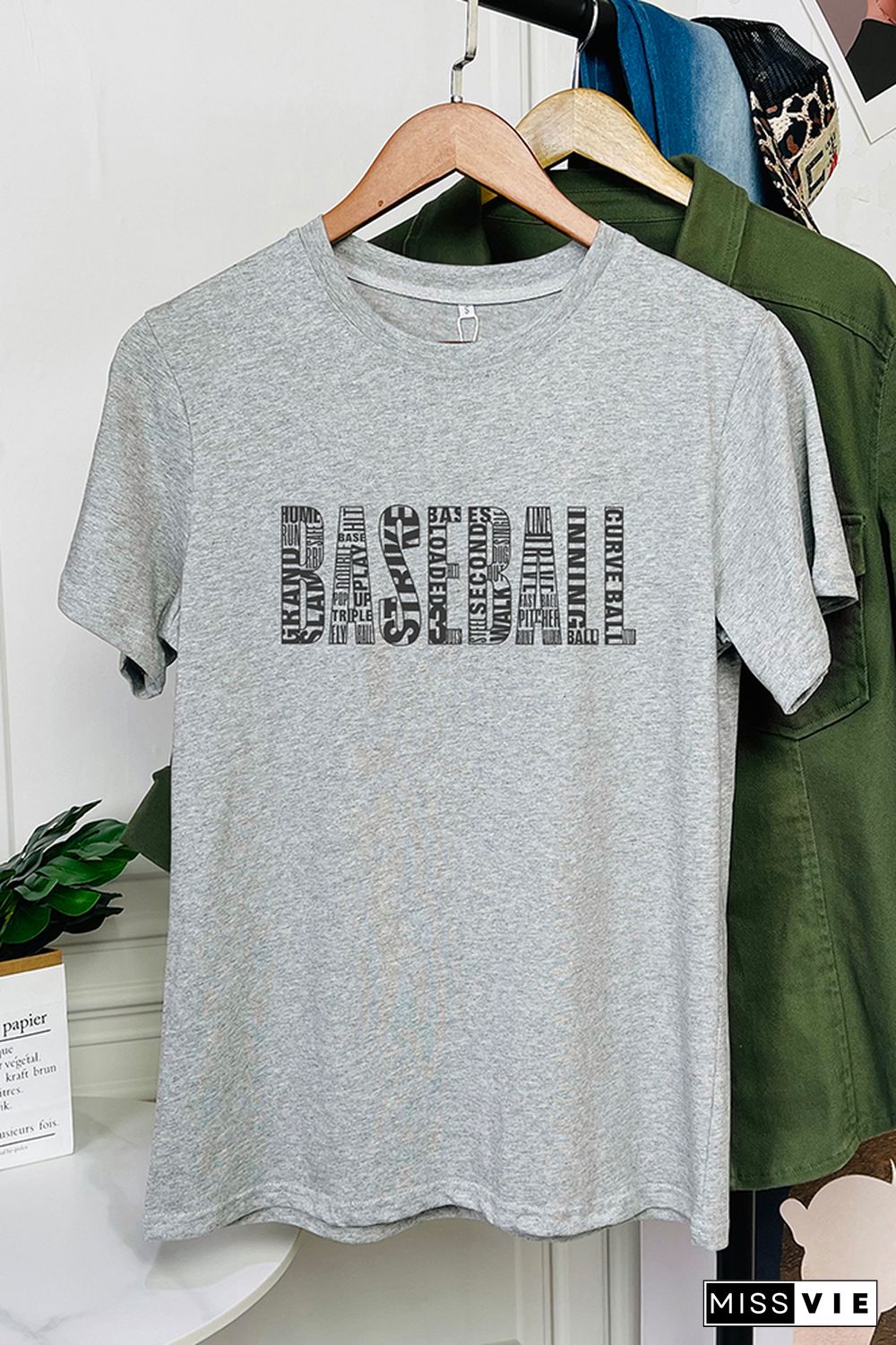 Baseball Word Art Graphic Tee Wholesale