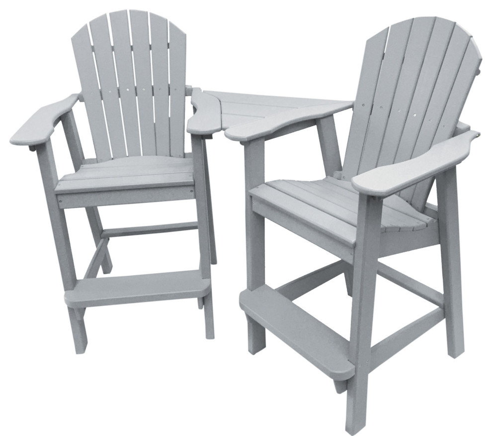 Phat Tommy Tall Adirondack Chairs Set of 2  Poly Outdoor Bar Stool Chairs   Transitional   Outdoor Bar Stools And Counter Stools   by Buyers Choice USA  Houzz