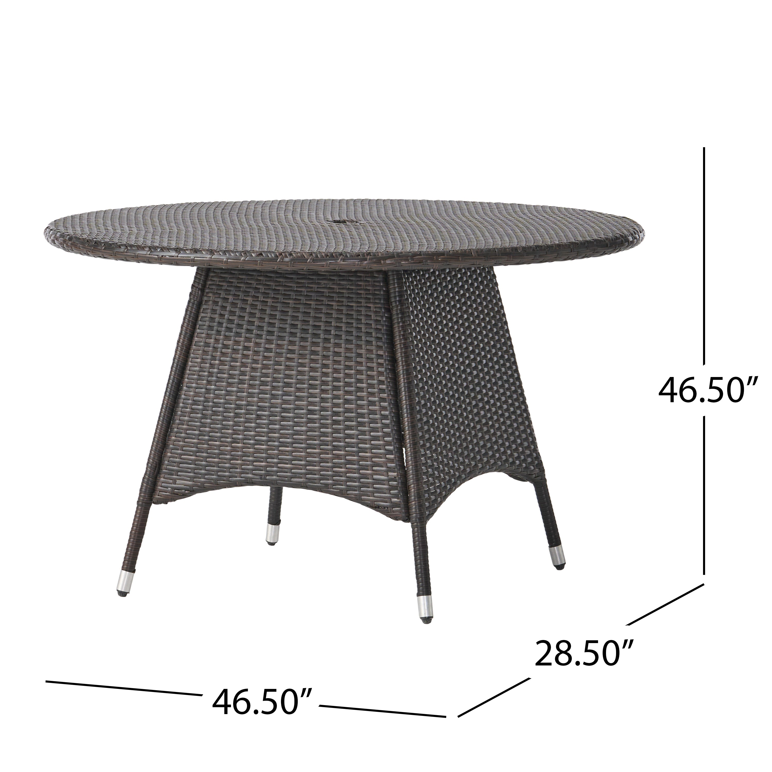 Kanza Outdoor Brown Wicker Round Dining Table