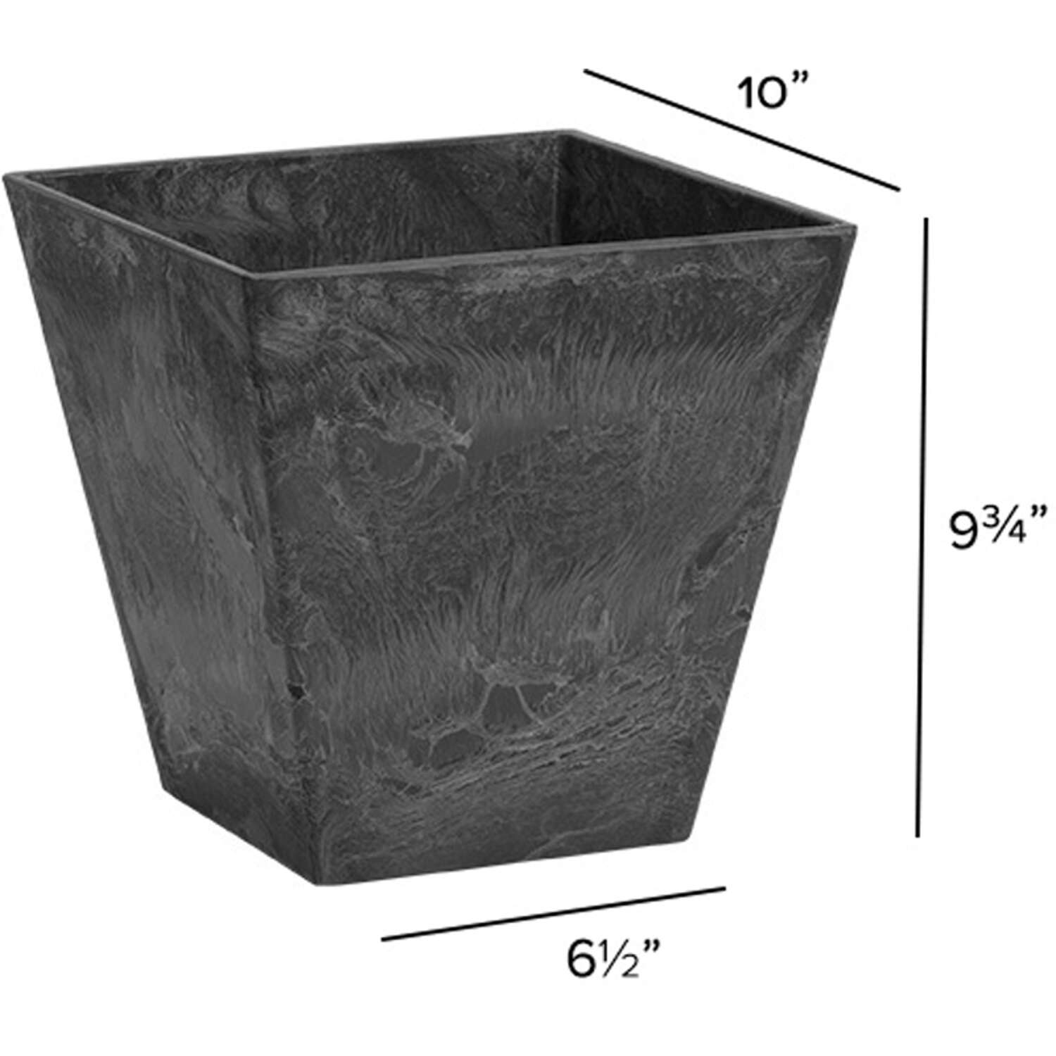 Novelty Artstone 10 in. H X 9.8 in. W X 9.8 in. D Resin Ella Planter Black