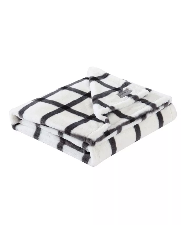 Eddie Bauer Plaid Faux Fur Throw， 50 x 60 Pillow Set， 2 Piece