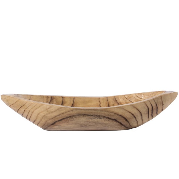 Vintiquewise Wood Carved Boat Shaped Bowl Basket Rustic Display Tray