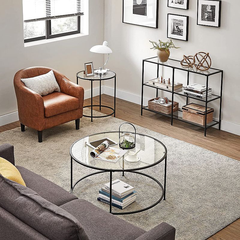 Console Sofa Table With 3 Shelves， Steel Frame