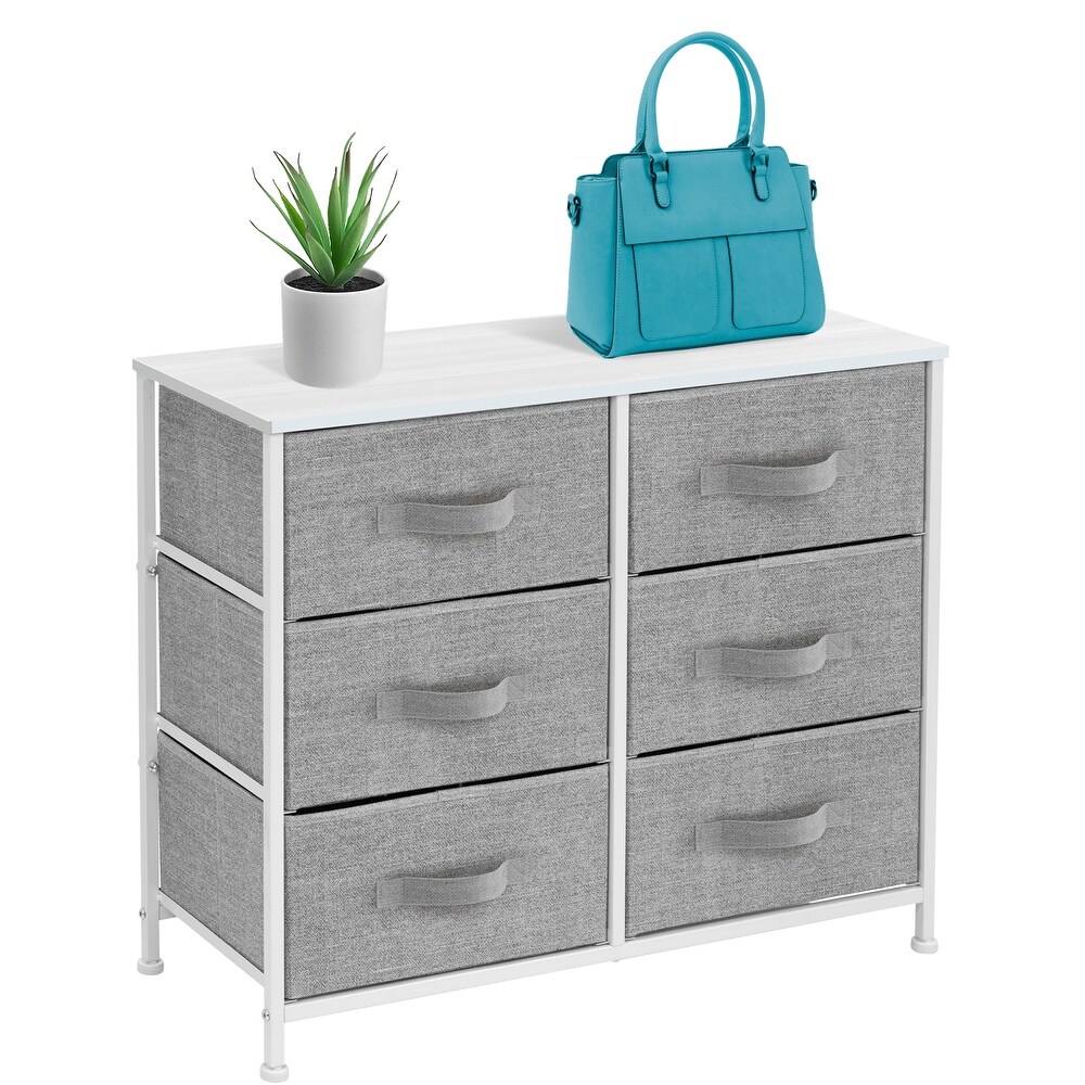 Sorbus 6 Drawer Dresser for Bedroom in White and Gray