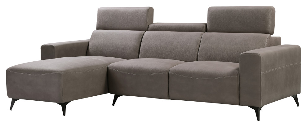 Modern Bari Sectional Sofa With Push Back Functional  Left Facing Gray Color   Midcentury   Sectional Sofas   by Kolibri Decor  Houzz