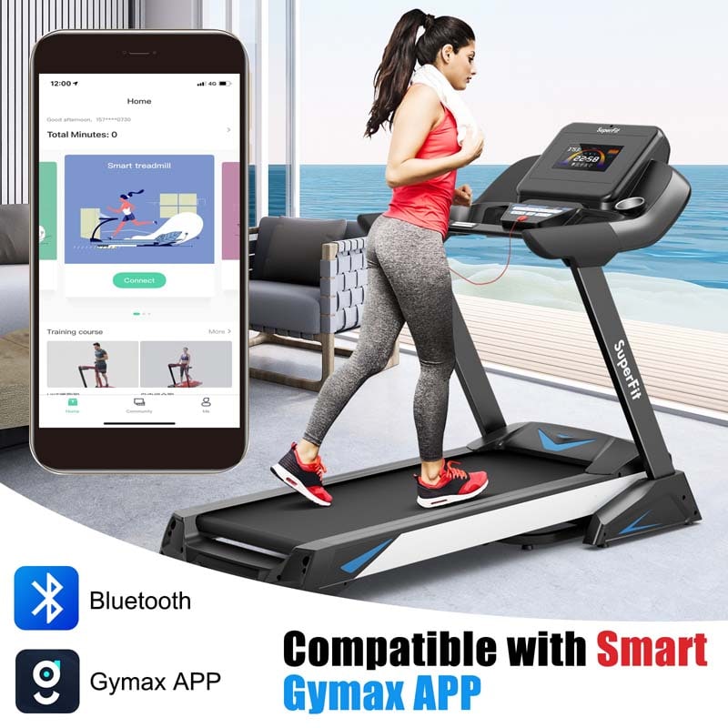 4.75 HP Folding Treadmill with APP & Auto Incline, 20 Programs Electric Running Machine for Home Apartment