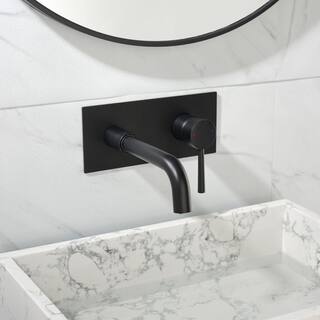 FORCLOVER Single-Handle Wall Mounted Faucet with Swivel Spout in Matte Black GeYSWNK09