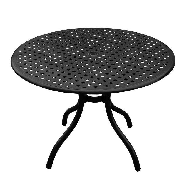 Modern Mesh Aluminum Round Patio Dining Table Black Oakland Living