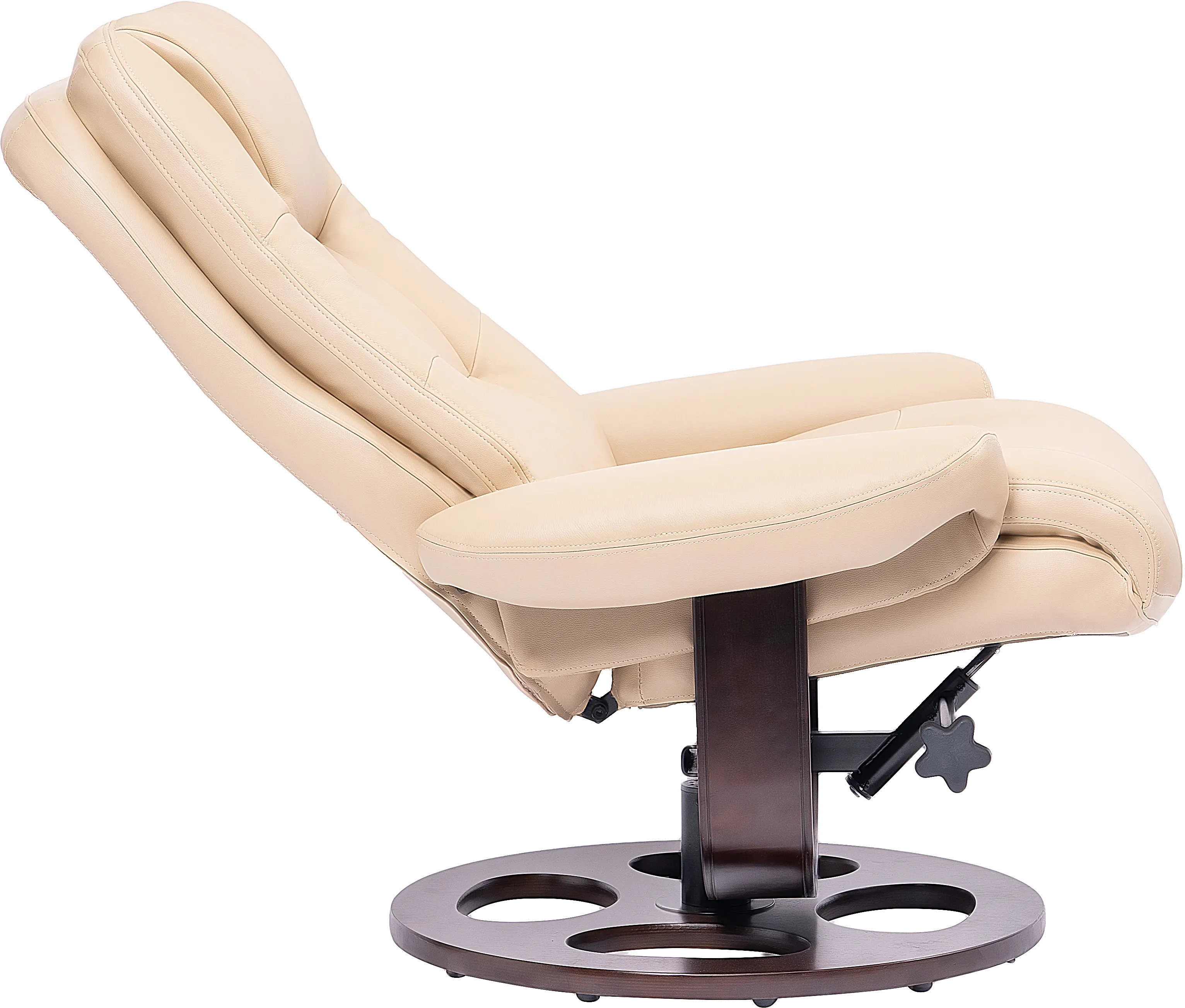 Wasatch Ivory Leather Swivel Recliner with Matching Ottoman