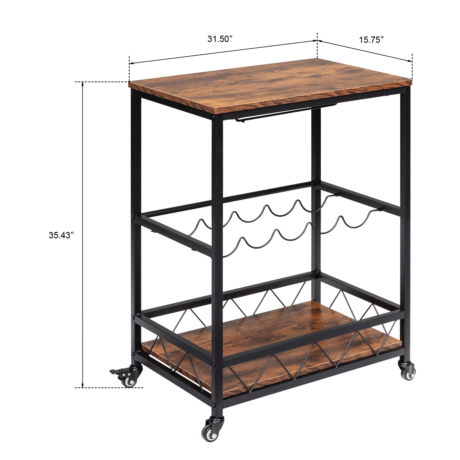 SHAIUHU Mobile Kitchen Serving cart Wood Metal Serving Trolley