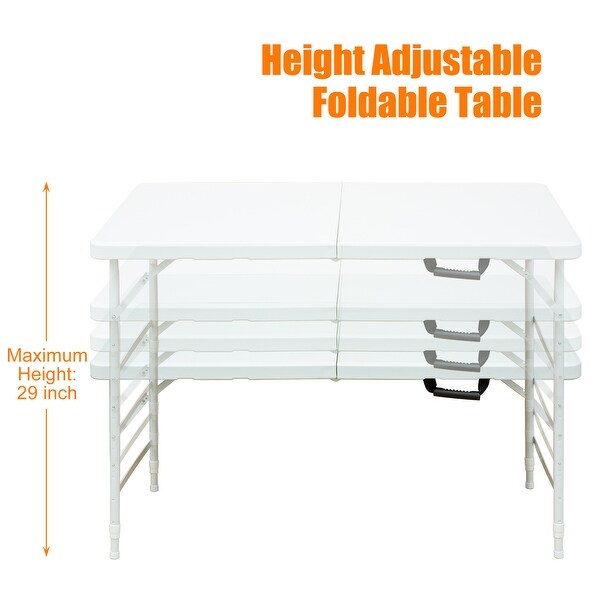 4ft Portable Folding Table Indoor and Outdoor Maximum Weight 135KG Foldable Table for Camping White