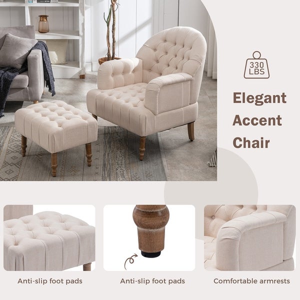 Elegant Accent Chair， Button-Tufted Upholstered Chair Set