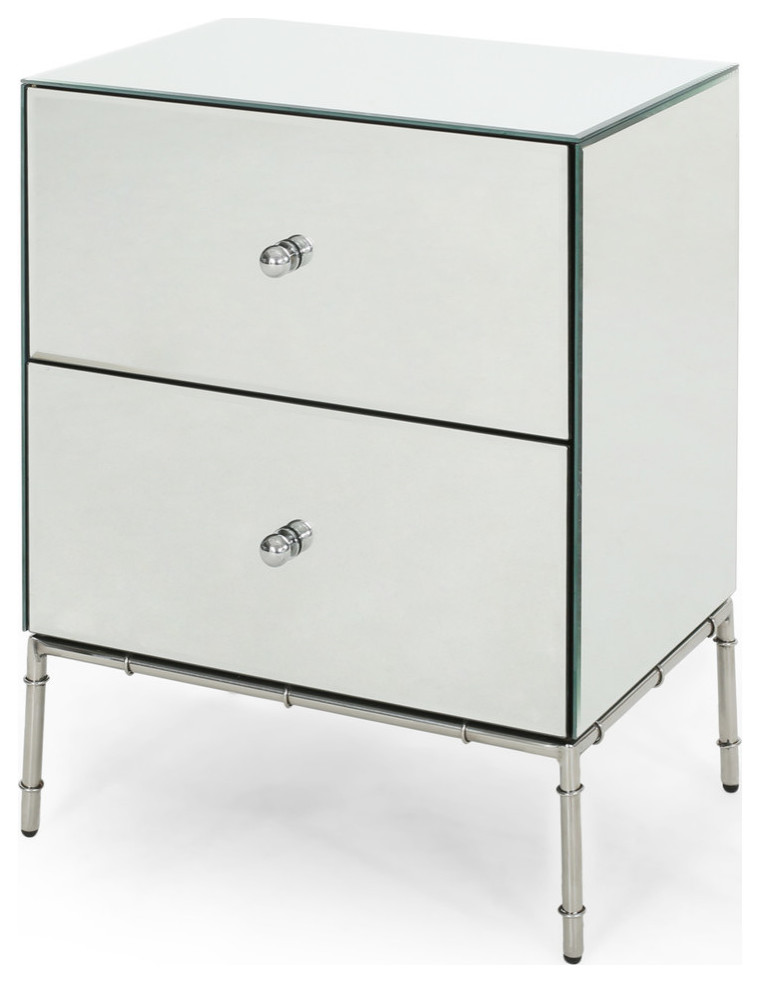 Althea Modern Mirrored 2 Drawer Cabinet   Asian   Accent Chests And Cabinets   by GDFStudio  Houzz