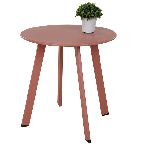 Grand patio Outdoor Side Table Round End Table with Square Feet Small Accent Table Great for Patio Balcony