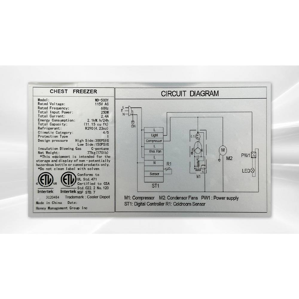 Cooler Depot 56 in. W 11.15 cu.ft. Commercial Manual Defrost Chest Freezer in White DXXWD-500Y