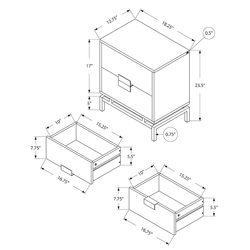 Monarch Contemporary Nightstand Table