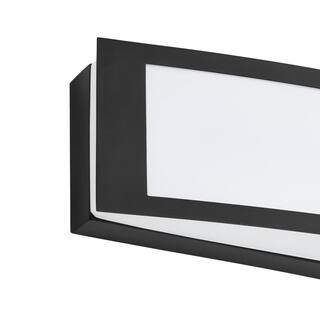 Hampton Bay Woodbury 24.6 in. 1-Light Matte Black Integrated LED Bathroom Vanity Light Bar with Frosted Acrylic Shade IQP1301LX-07BK