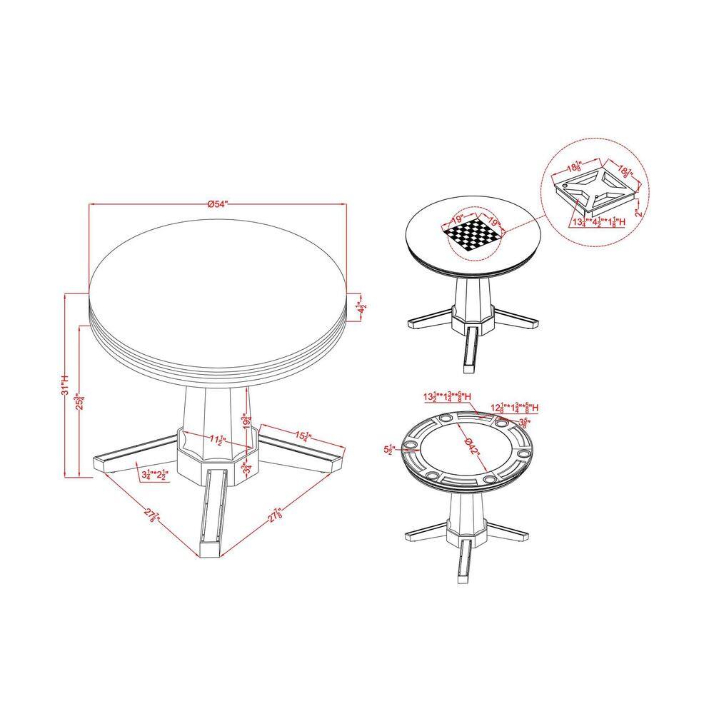 Furniture of America Sephus Poker Game Table in White IDF-GM357WH-RT