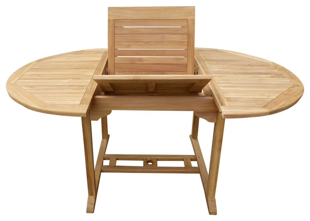 Seven Seas Teak Round to Oval Outdoor Patio Extension Table   Transitional   Outdoor Dining Tables   by Chic Teak  Houzz