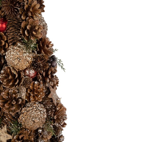 17 Pinecone and Berry Christmas Cone Tree Tabletop Decoration